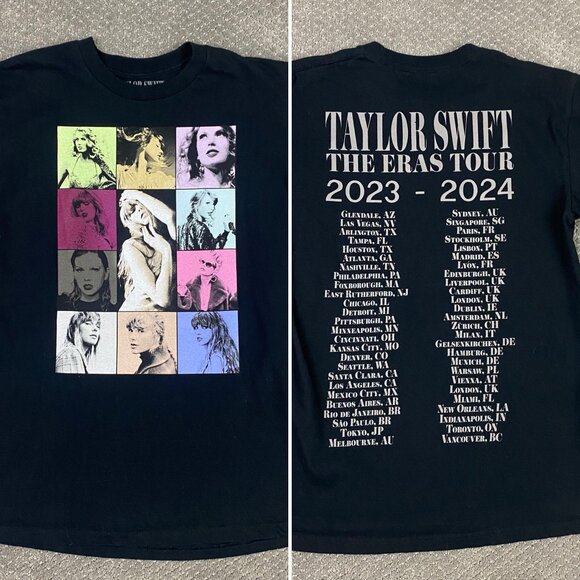 Tops - Taylor Swift The Eras Tour T Shirt Adult Small Black Double Sided 2023 2024